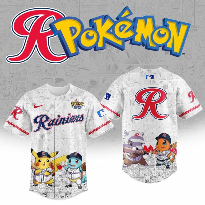 Exclusive Pokémon Rainiers Baseball Jersey - Pikachu & Charmander Design - Limited Edition!