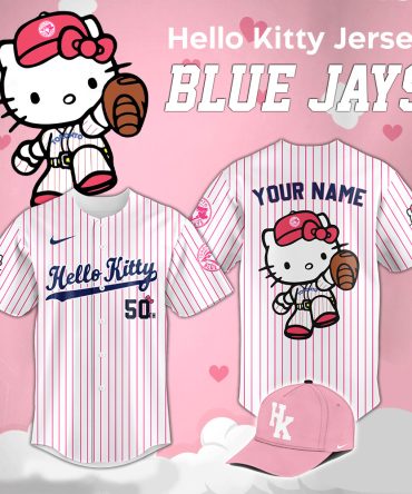 Custom Hello Kitty Blue Jays Jersey & Cap Set – Personalize Your Style!