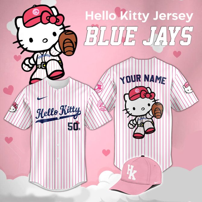 Custom Hello Kitty Blue Jays Jersey & Cap Set – Personalize Your Style!