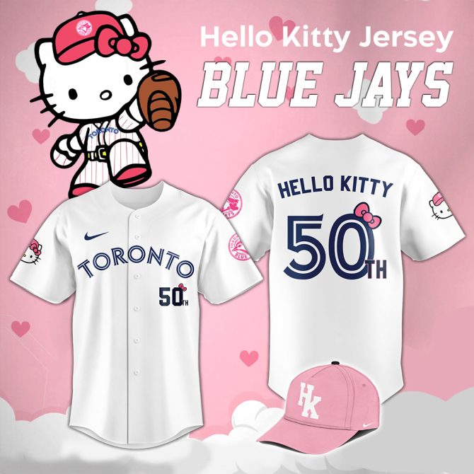 Limited Edition Hello Kitty 50Th Toronto Blue Jays Jersey & Cap Set - Perfect Gift For Fans