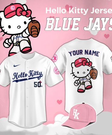 Custom Hello Kitty Blue Jays Jersey & Cap Set - Perfect Gift For Fans!
