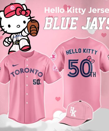 Limited Edition Hello Kitty Blue Jays 50Th Anniversary Jersey & Cap Set - Perfect Gift!