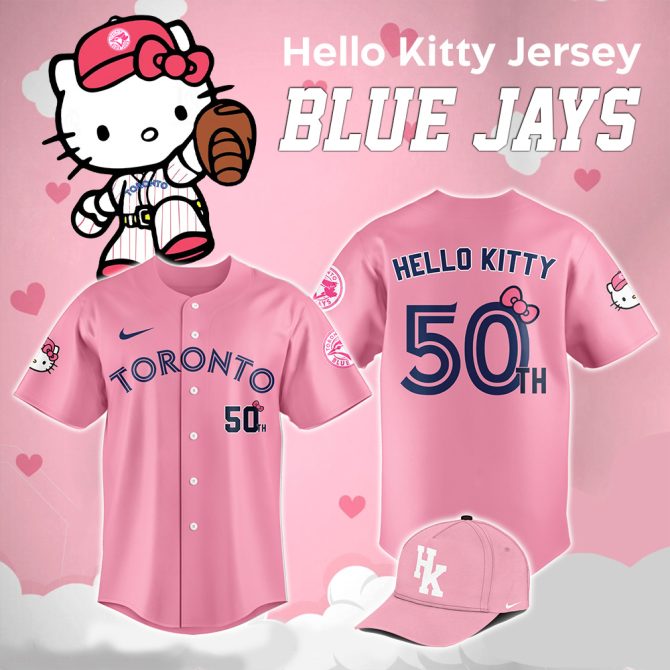 Limited Edition Hello Kitty Blue Jays 50Th Anniversary Jersey & Cap Set - Perfect Gift!