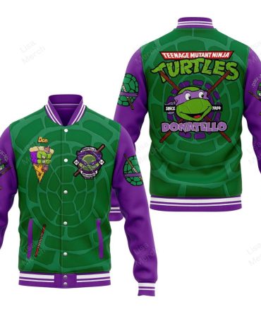 Tmnt Donatello Varsity Jacket - Retro Ninja Turtle Style, Unisex, Green & Purple