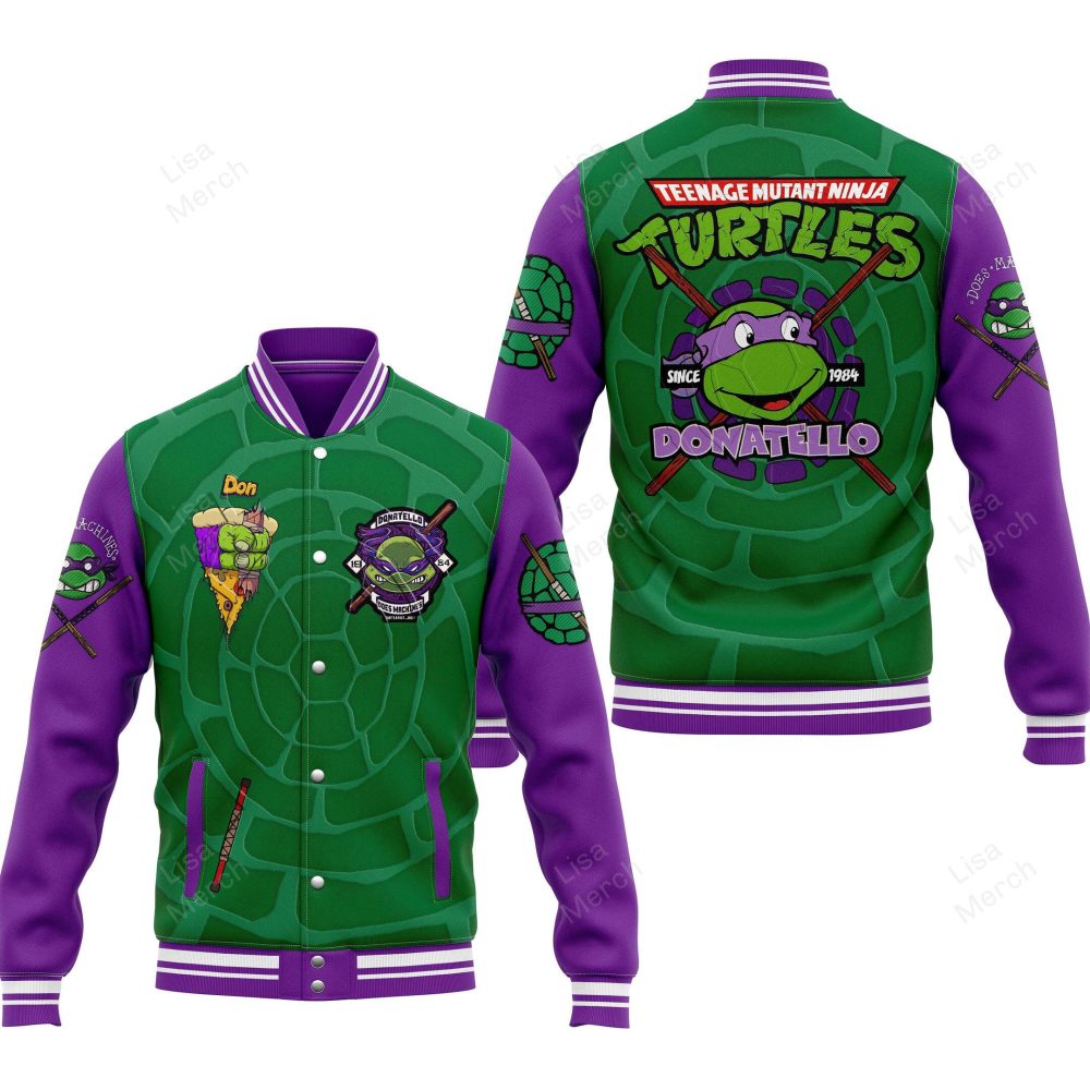 Tmnt Donatello Varsity Jacket - Retro Ninja Turtle Style, Unisex, Green & Purple