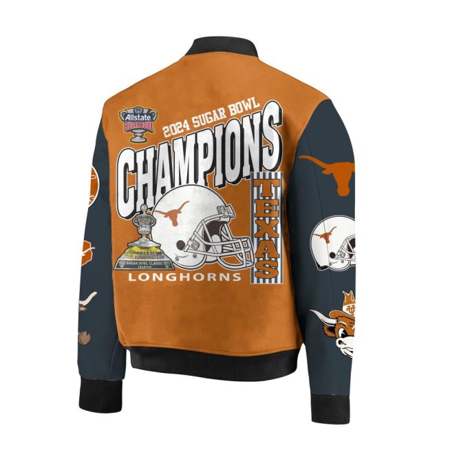 Celebrate In Style: 2024 Texas Longhorns Sugar Bowl Champions Jacket - Limited Edition! - Image 3