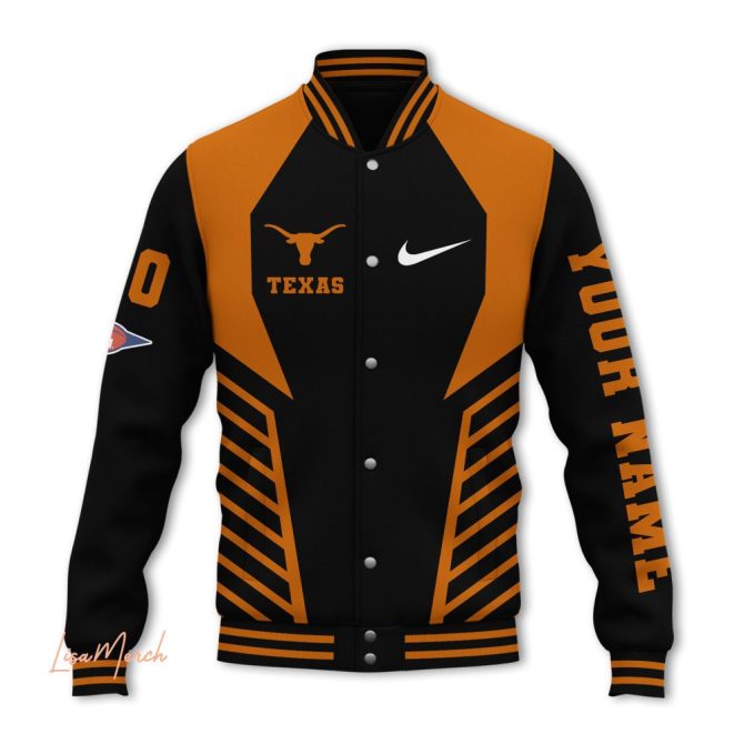 Custom Texas Longhorns Varsity Jacket - Personalized Name & Number, Stylish Ncaa Apparel - Image 2