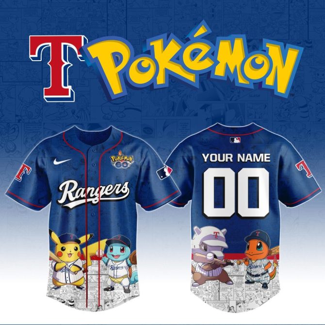 Custom Pokémon Rangers Baseball Jersey – Add Your Name & Number!