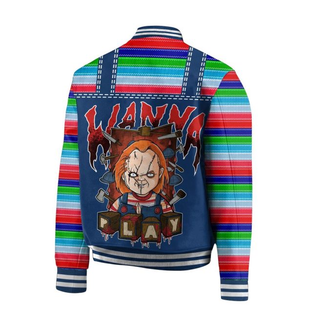 Chucky 'Wanna Play' Retro Varsity Jacket - Good Guys Horror Fan Apparel - Image 3