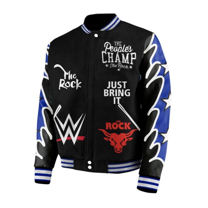 Men'S Wwe The Rock Bomber Jacket - Bold Wrestling Fan Apparel With Iconic Graphics - Image 3