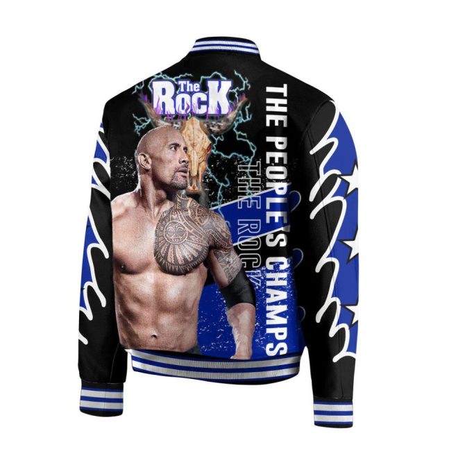 Men'S Wwe The Rock Bomber Jacket - Bold Wrestling Fan Apparel With Iconic Graphics - Image 2