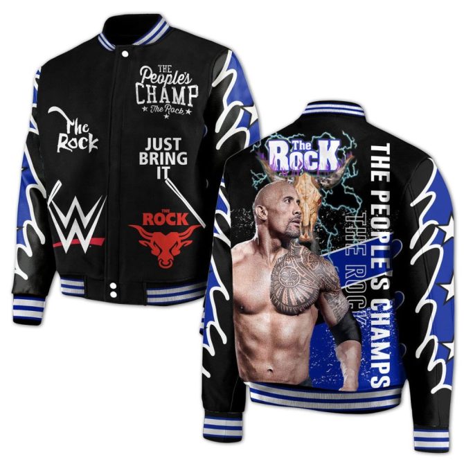 Men'S Wwe The Rock Bomber Jacket - Bold Wrestling Fan Apparel With Iconic Graphics