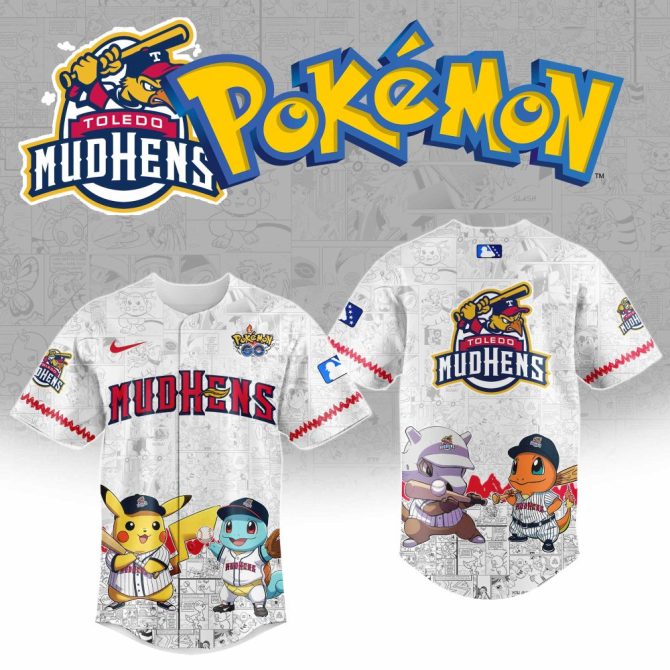 Limited Edition Pokémon X Mud Hens Baseball Jersey – Catch 'Em All Style!