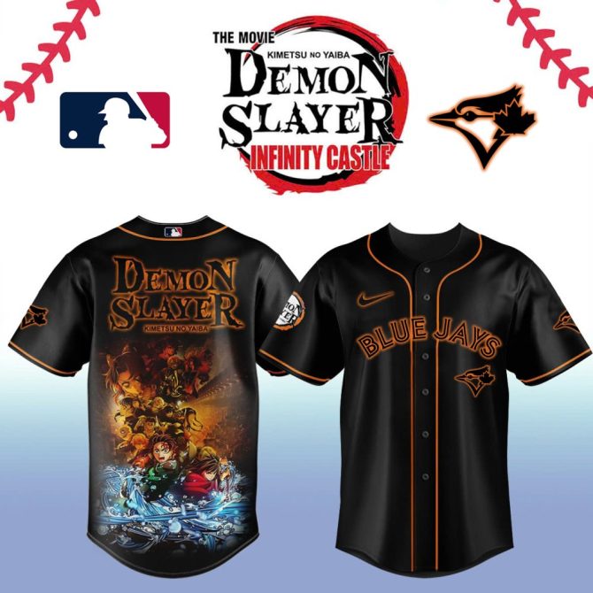 Demon Slayer X Blue Jays Baseball Jersey - Anime Fan Gear For Mlb Lovers