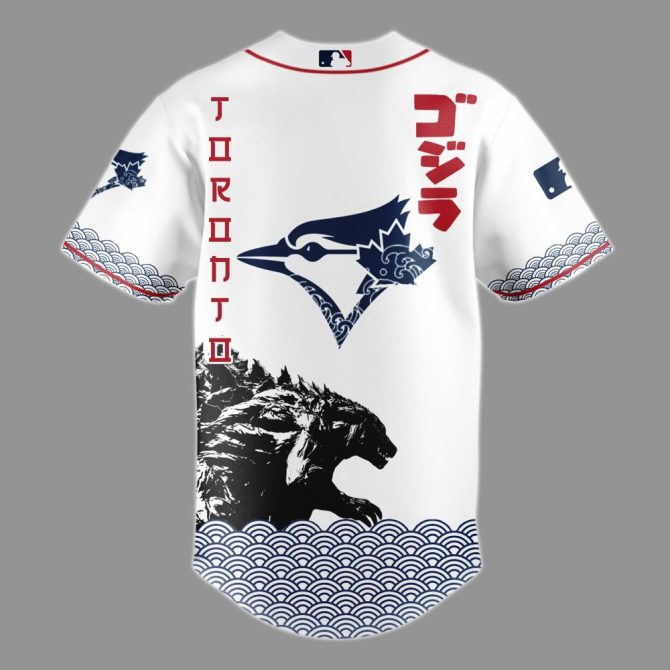 Limited Edition Godzilla X Blue Jays Jersey - Unique Design, Perfect Gift For Fans! - Image 3