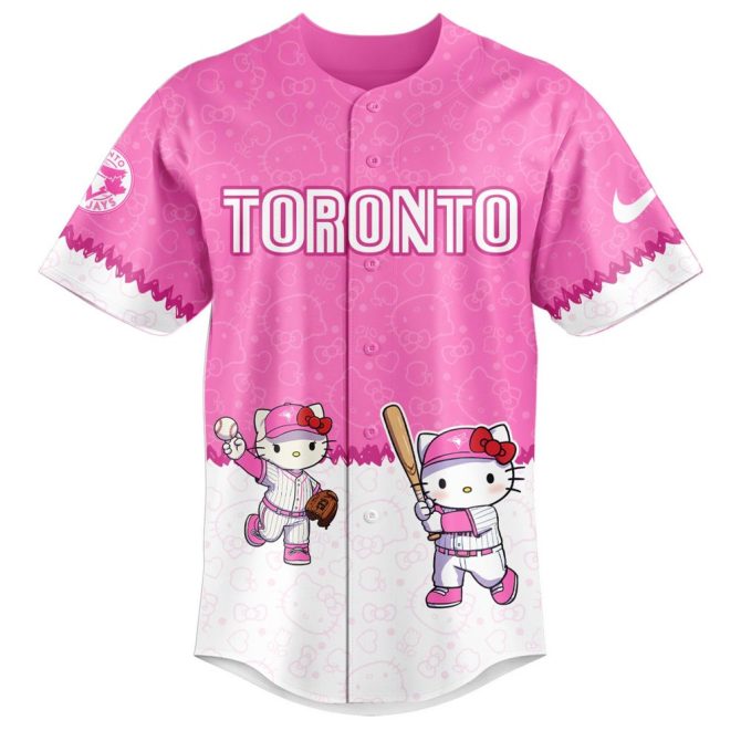 Hello Kitty X Mlb Toronto Blue Jays Pink Jersey & Cap Set – Cute Baseball Fan Gear! - Image 2
