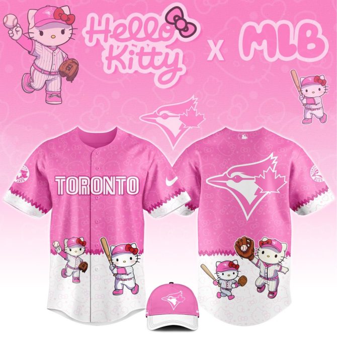 Hello Kitty X Mlb Toronto Blue Jays Pink Jersey & Cap Set – Cute Baseball Fan Gear!