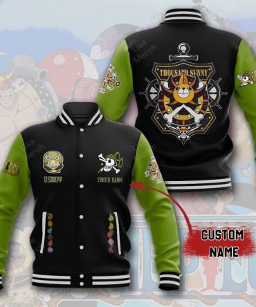 Custom Anime Varsity Jacket - Personalized Pirate Design - Trendy Green & Black