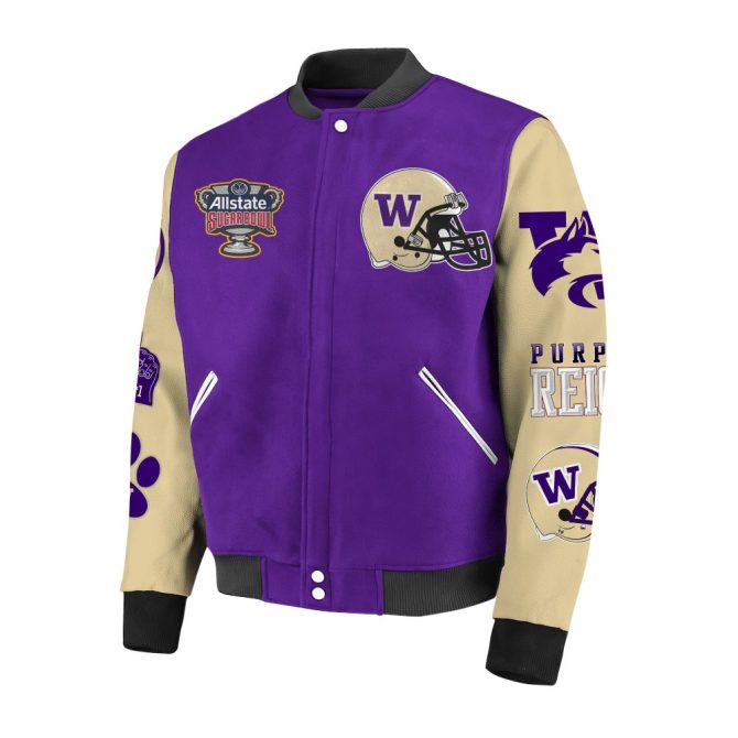 2024 Sugar Bowl Champions Jacket - Washington Huskies Varsity Style, Bold Purple & Gold - Image 2