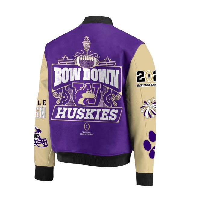 2024 Huskies Championship Varsity Jacket - Purple & Gold, Celebrate Victory! - Image 3