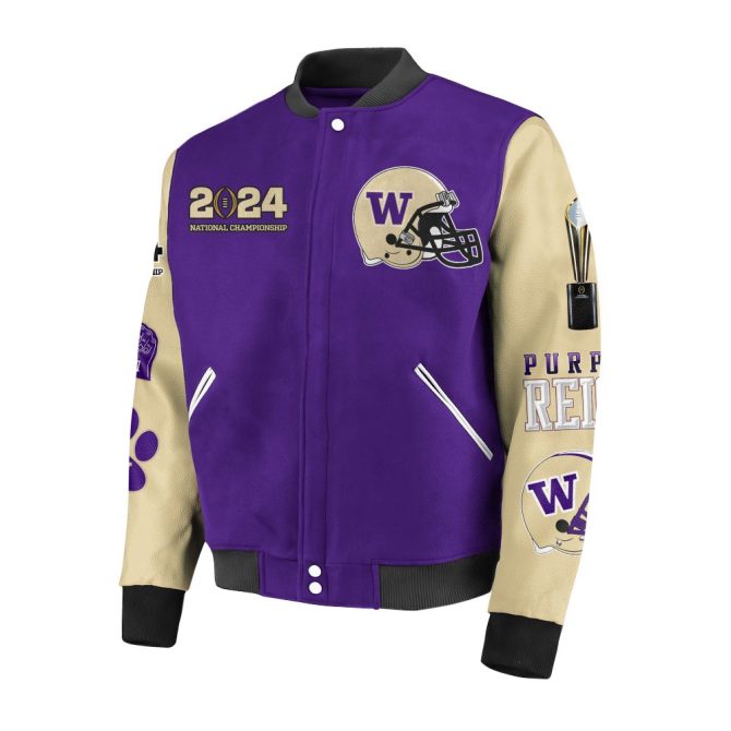 2024 Huskies Championship Varsity Jacket - Purple & Gold, Celebrate Victory! - Image 2