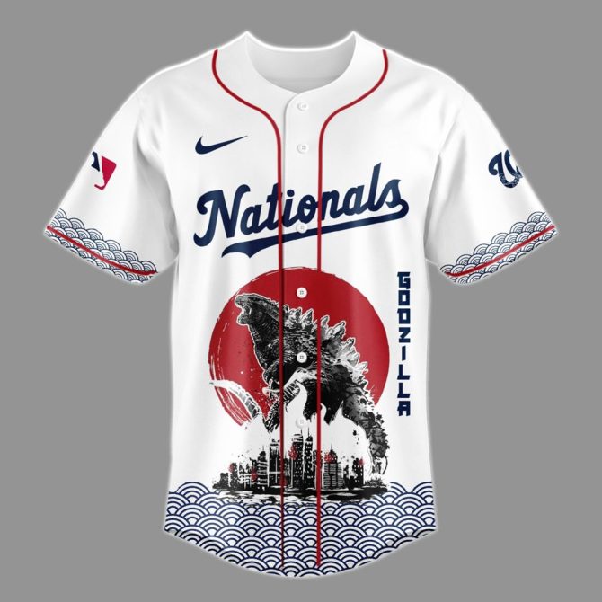 Limited Edition Godzilla X Nationals Baseball Jersey – Iconic Design For Fans! - Image 2