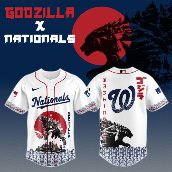 Limited Edition Godzilla X Nationals Baseball Jersey – Iconic Design For Fans!