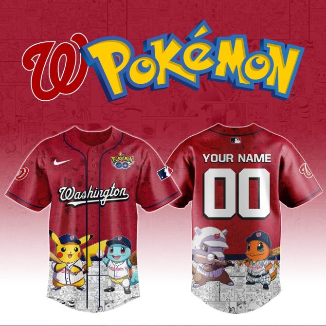 Custom Pokémon Baseball Jersey – Personalized Name & Number, Pikachu & Friends Design