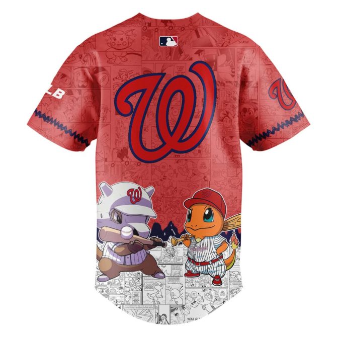 Exclusive Washington Pokémon Jersey - Pikachu, Squirtle & Charmander Design - Limited Edition Fan Gear - Image 3