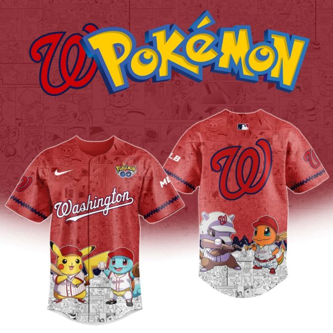 Exclusive Washington Pokémon Jersey - Pikachu, Squirtle & Charmander Design - Limited Edition Fan Gear