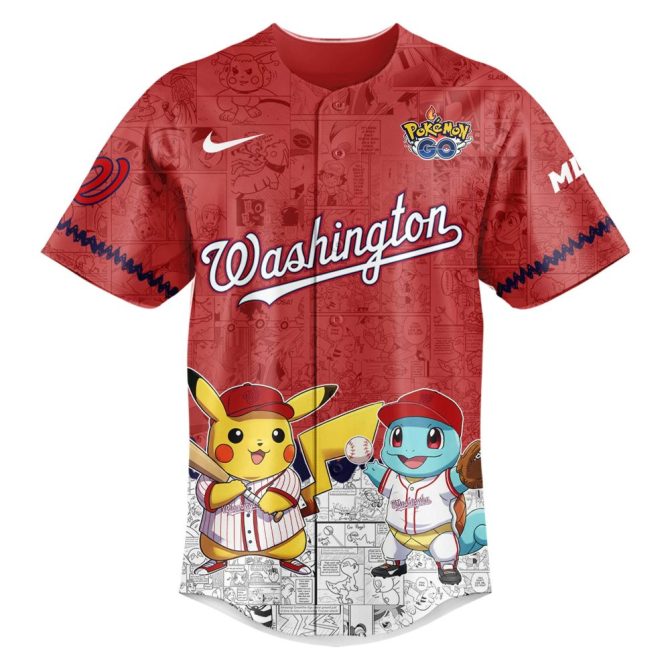 Exclusive Washington Pokémon Jersey - Pikachu, Squirtle & Charmander Design - Limited Edition Fan Gear - Image 2