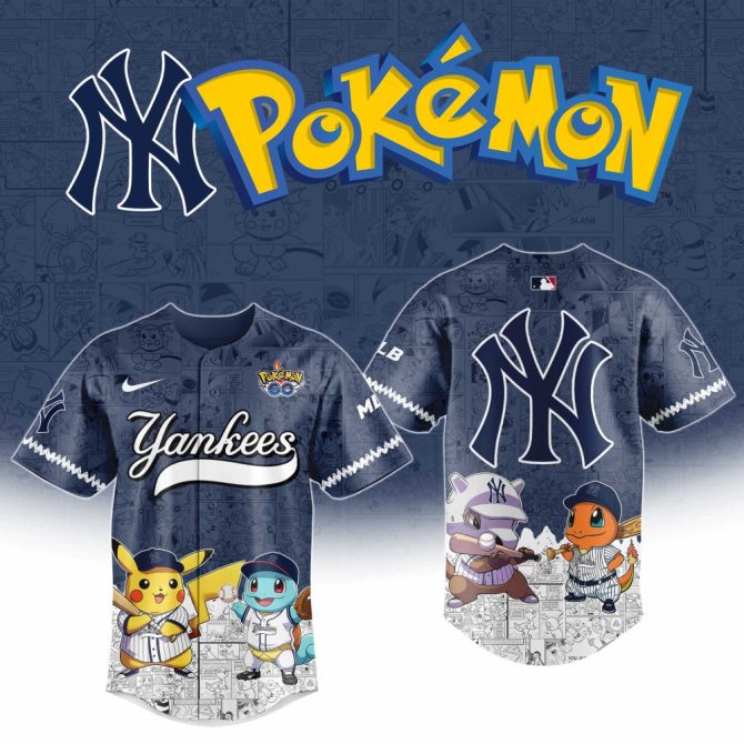 Limited Edition Pokémon X Yankees Jersey – Pikachu, Squirtle & Charmander Design
