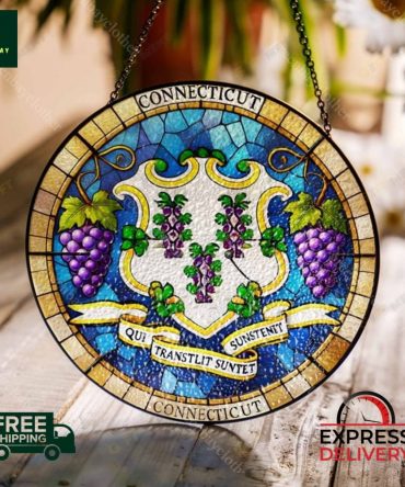 Connecticut Stained Glass Suncatcher - Vibrant Home Decor With Free Shipping & Express Delivery