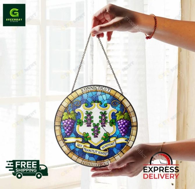 Connecticut Stained Glass Suncatcher - Vibrant Home Decor With Free Shipping & Express Delivery - Image 4