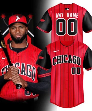 Custom Chicago Baseball Jersey - Personalize Name & Number - Red/Black Design