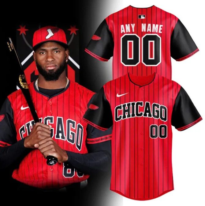 Custom Chicago Baseball Jersey - Personalize Name & Number - Red/Black Design