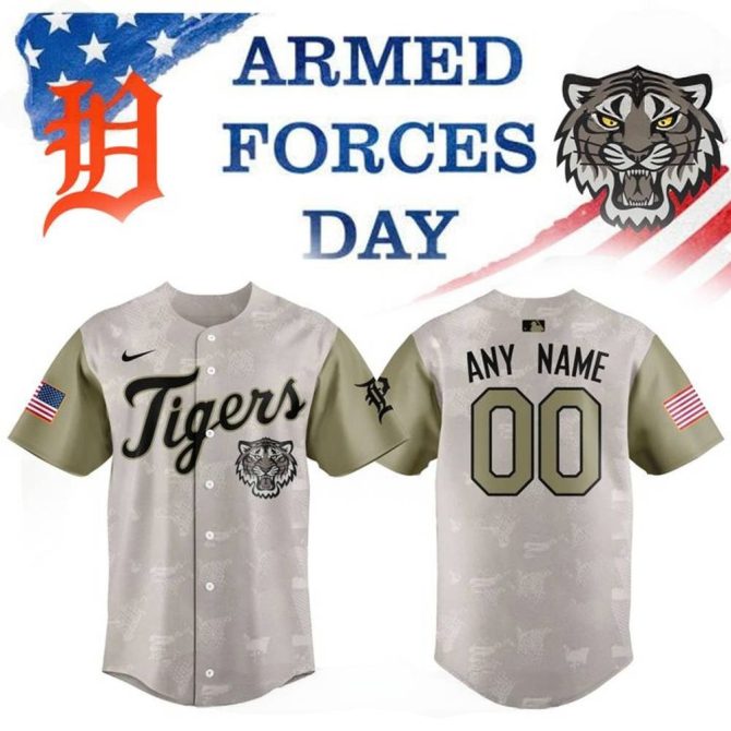 Custom Tigers Armed Forces Day Jersey - Personalize Name & Number, Honor Veterans In Style!