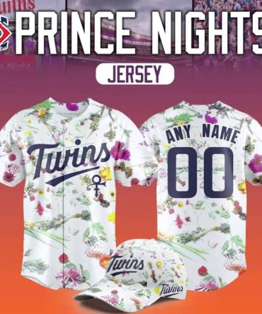 Customizable Twins Prince Night Jersey & Cap Set - Unique Floral Design