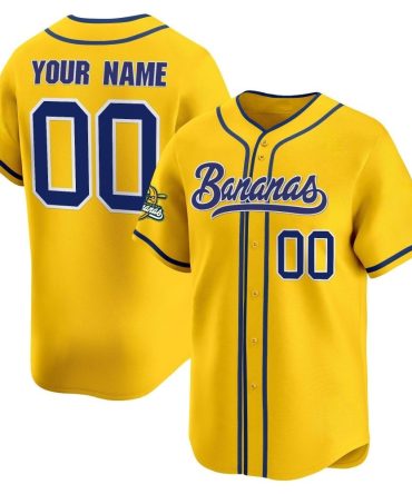 Customize Your Bananas Baseball Jersey - Add Your Name & Number - Vibrant Yellow!