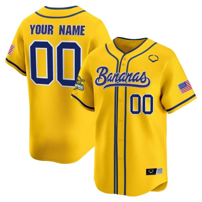 Customize Your Bananas Baseball Jersey - Add Your Name & Number - Vibrant Yellow!