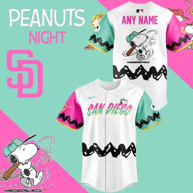 Custom San Diego Peanuts Night Jersey - Add Your Name, Snoopy Design, Limited Edition!