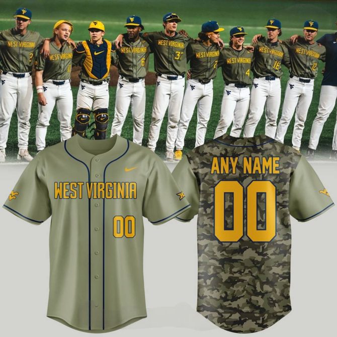 Custom West Virginia Baseball Jersey - Personalized Name & Number - Camo Style