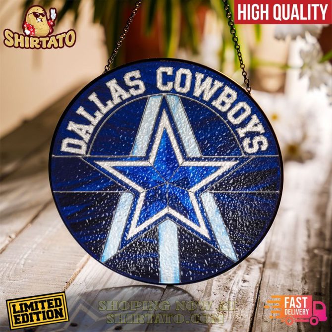 Limited Edition Dallas Cowboys Stained Glass Hanging Sign - High Quality, Fast Delivery