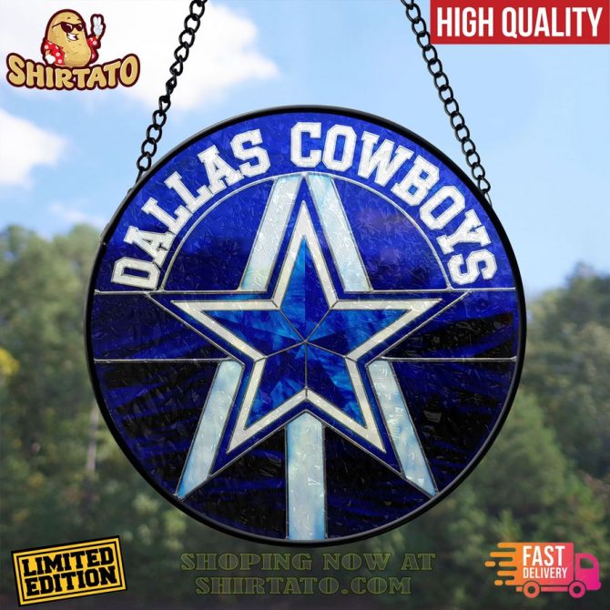Limited Edition Dallas Cowboys Stained Glass Hanging Sign - High Quality, Fast Delivery - Image 2