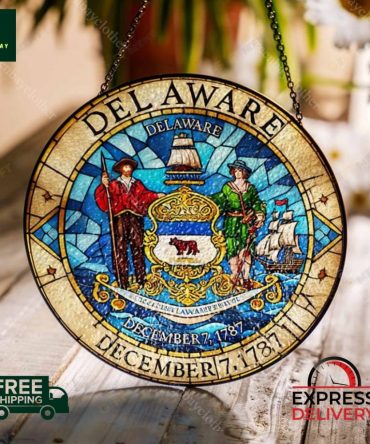 Delaware State Seal Stained Glass Suncatcher