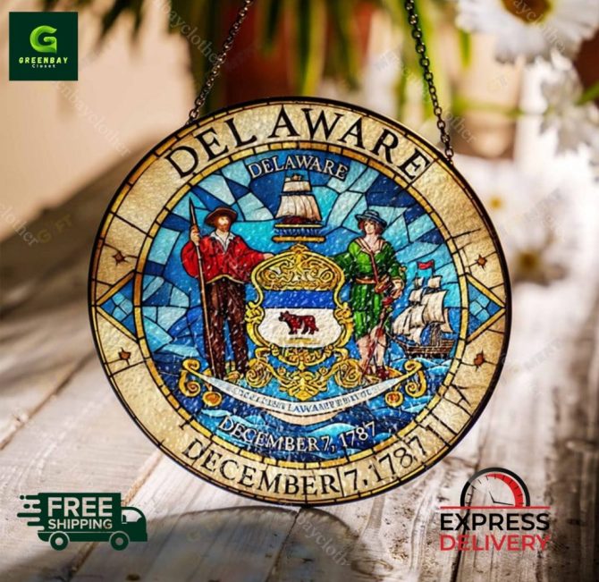 Delaware State Seal Stained Glass Suncatcher
