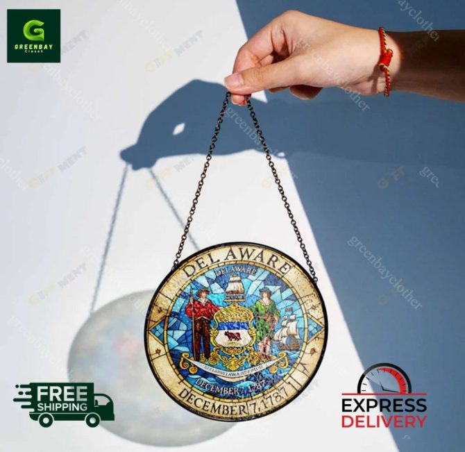 Delaware State Seal Stained Glass Suncatcher - Image 3