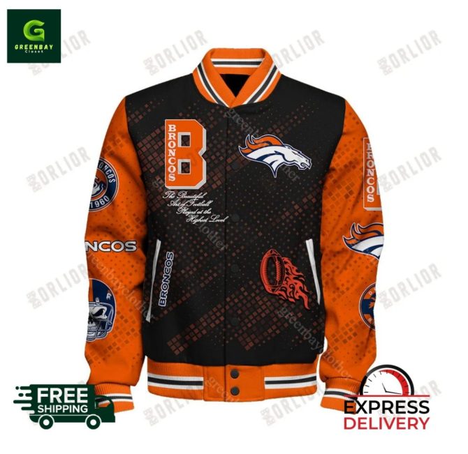 Denver Football Varsity Jacket - Stylish & Warm, Free Shipping, Express Delivery! - Image 2