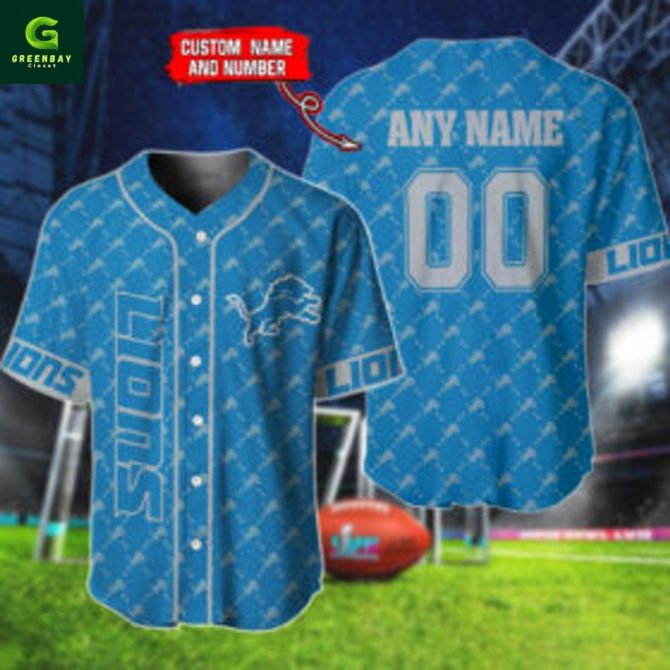 Customizable Blue Lions Baseball Jersey - Add Your Name & Number For A Personalized Touch!