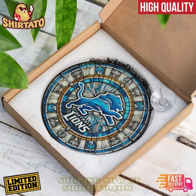 Limited Edition Detroit Lions Stained Glass Suncatcher - High Quality, Fast Delivery! - Image 2